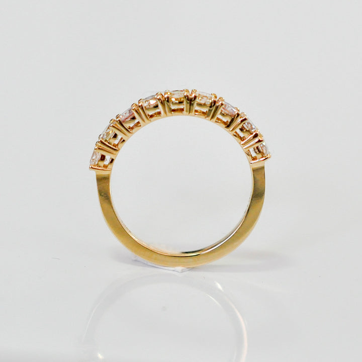 Light fancy color mix half eternity ring
