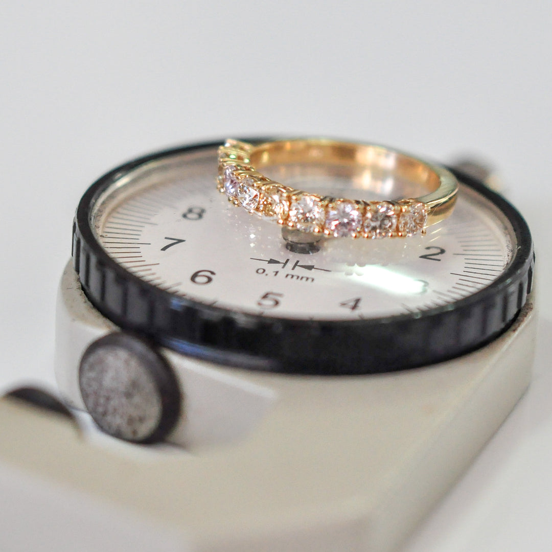 Light fancy color mix half eternity ring