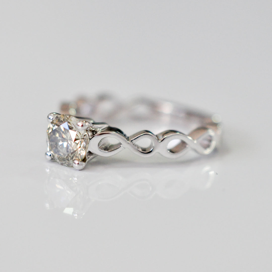 infinity shank white gold solitaire Ring