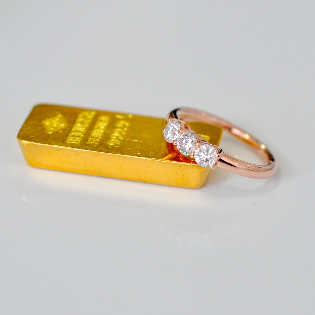 rose gold 3 diamonds (1 ctw) ring