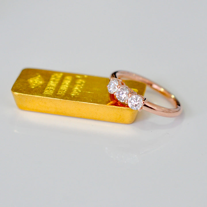 rose gold 3 diamonds (1 ctw) ring