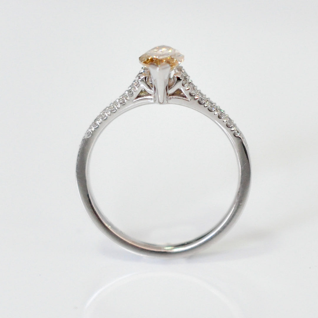 Light brown marquise Split shank white gold ring