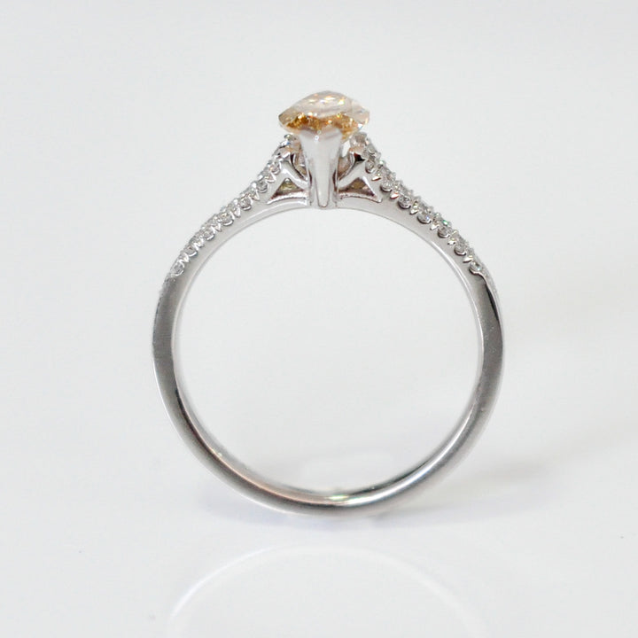 Light brown marquise Split shank white gold ring