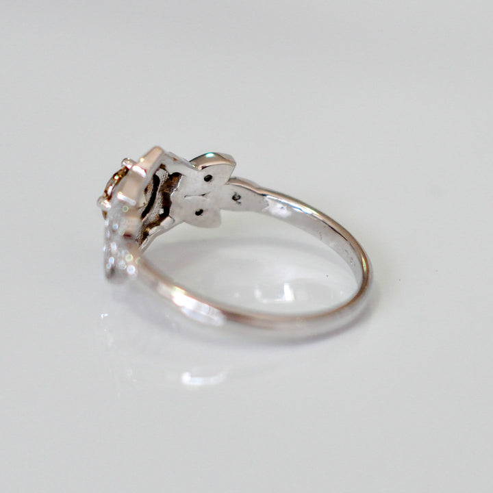 Fancy brown &amp; white diamonds FLOWER SHAPE RING