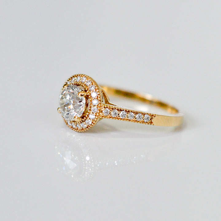 Milgrin Yellow Gold Diamonds halo ring