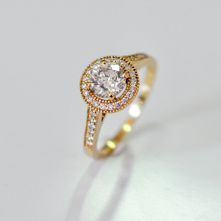 Milgrin Yellow Gold Diamonds halo ring