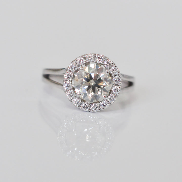 3 carat Center split shank diamonds halo engagement ring