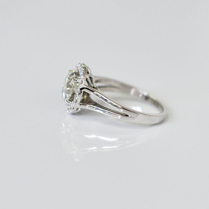 3 carat Center split shank diamonds halo engagement ring