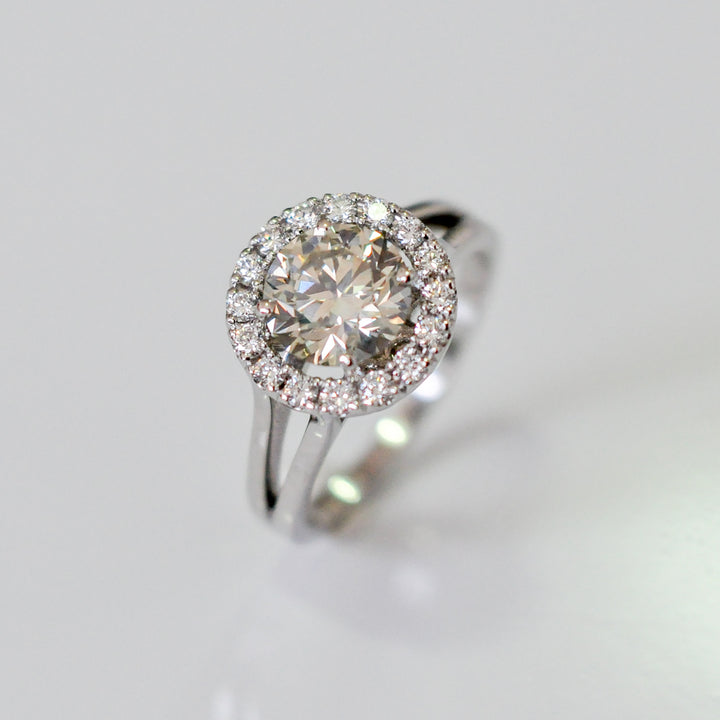 3 carat Center split shank diamonds halo engagement ring