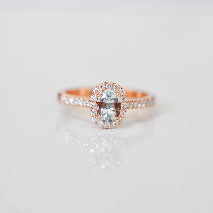 AQUA MARINE OVAL HALO RING