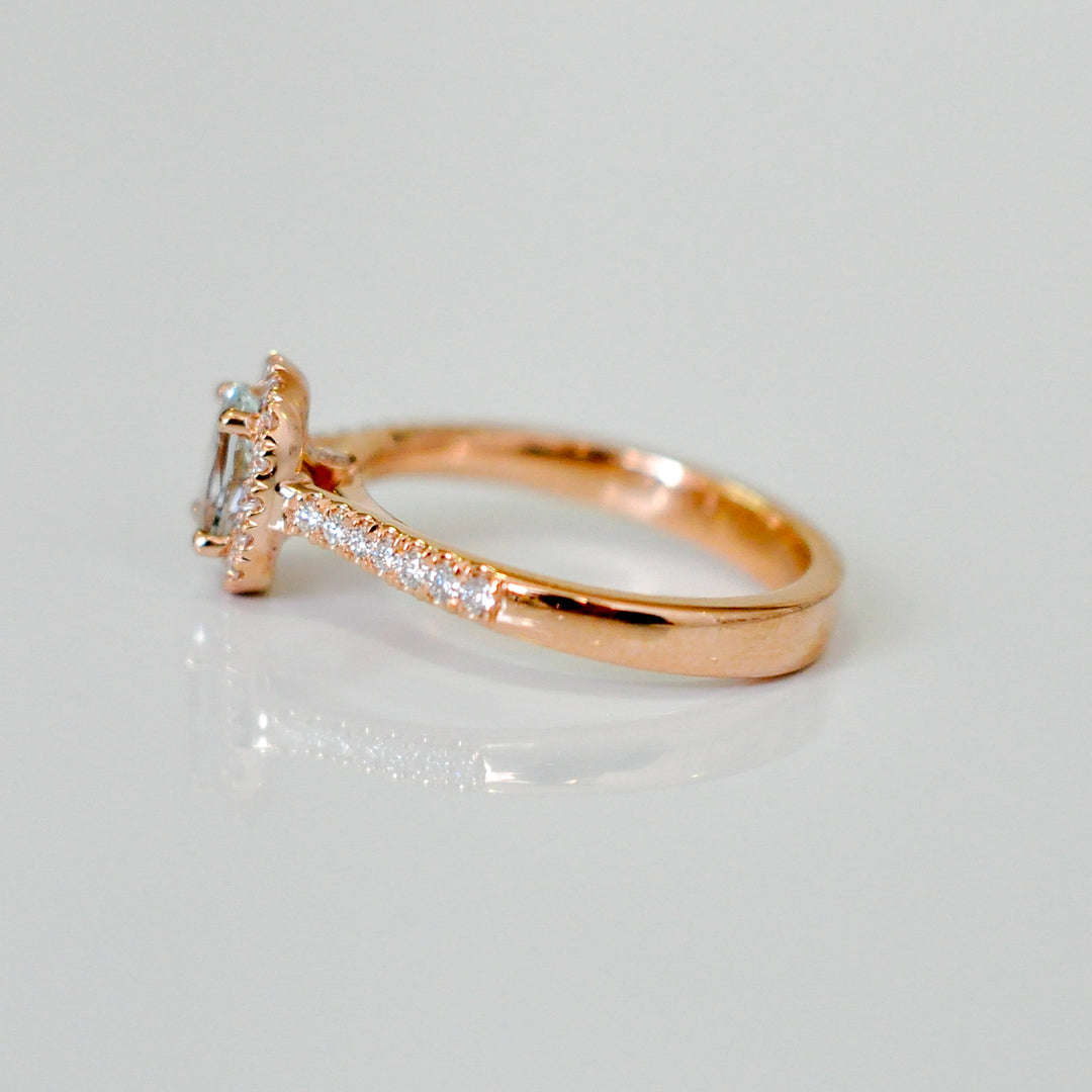 AQUA MARINE OVAL HALO RING