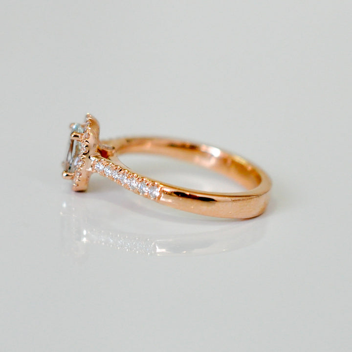 AQUA MARINE OVAL HALO RING