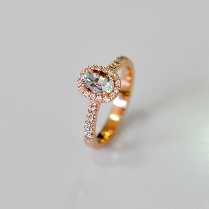 AQUA MARINE OVAL HALO RING