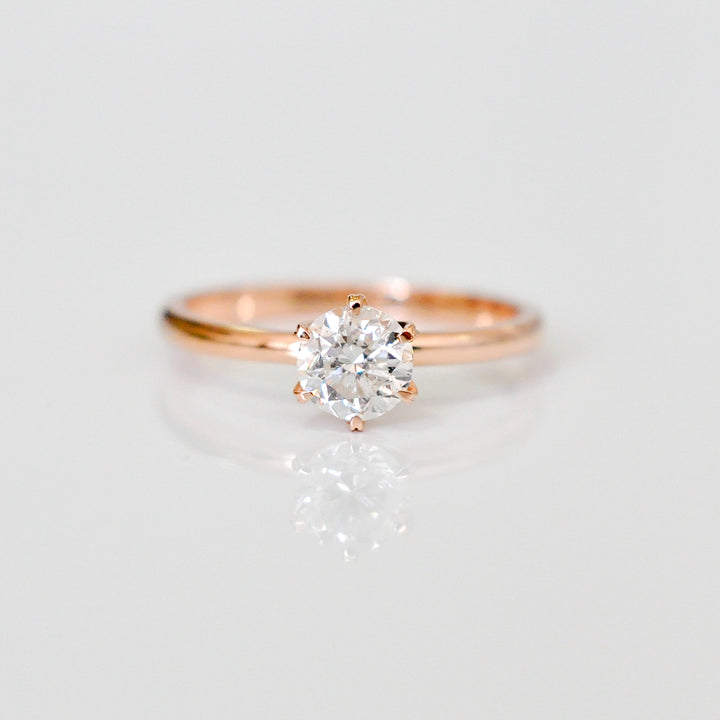 white diamond with rose gold engagement ring