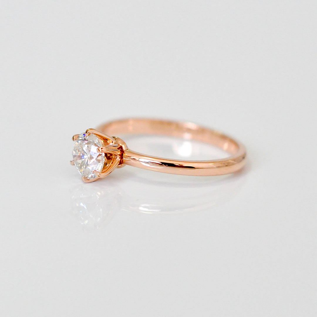 white diamond with rose gold engagement ring