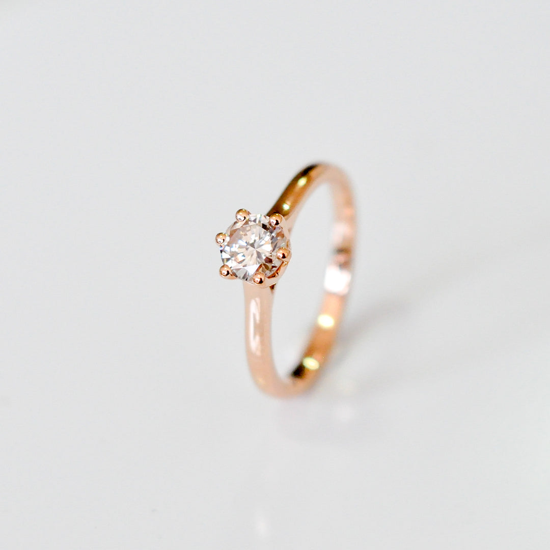 0.5 carat 6 prongs rose gold solitaire engagement ring