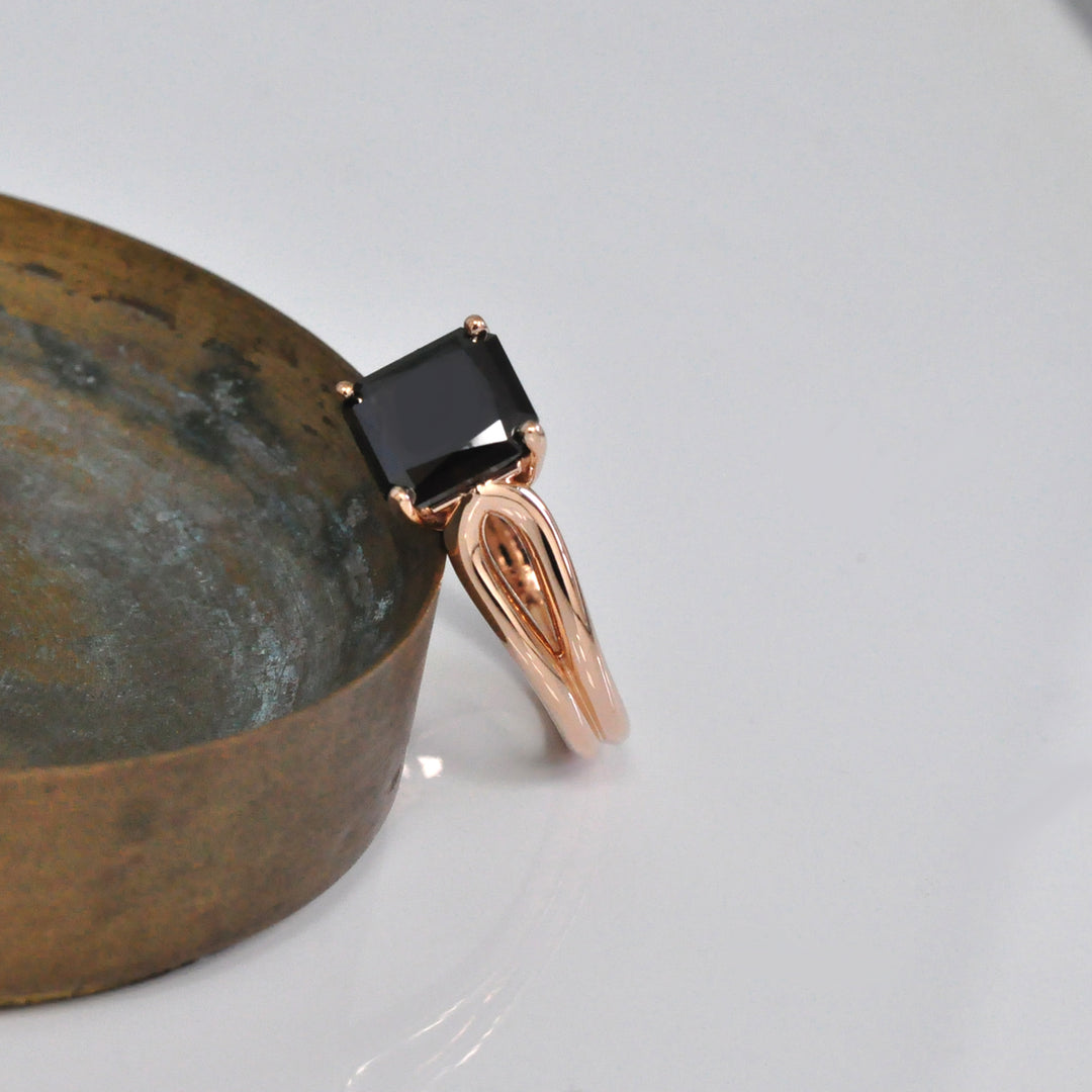 3 Carat Back Diamond Rose Gold Ring