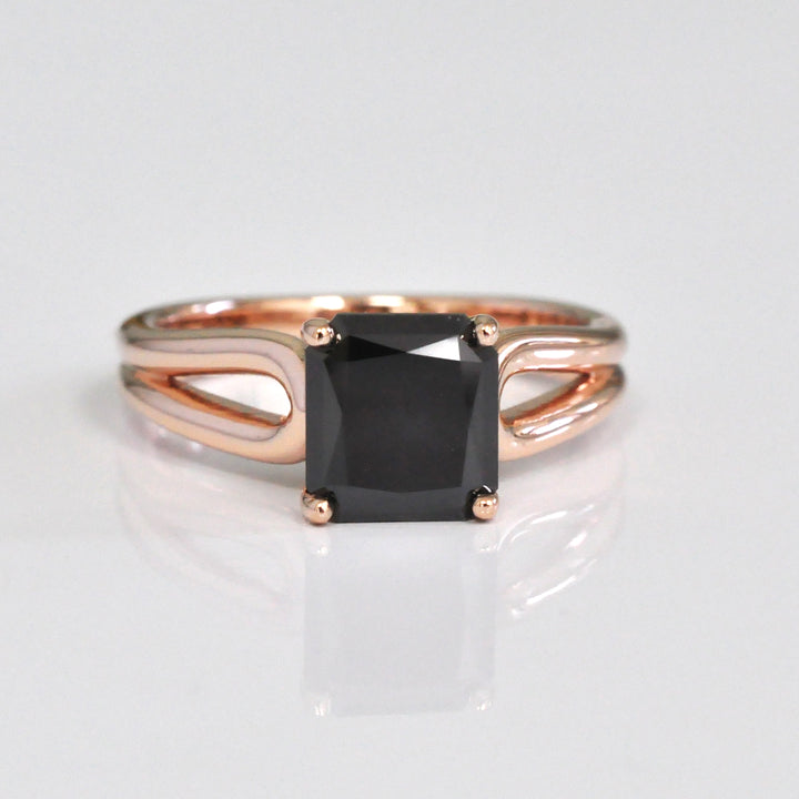 3 Carat Back Diamond Rose Gold Ring