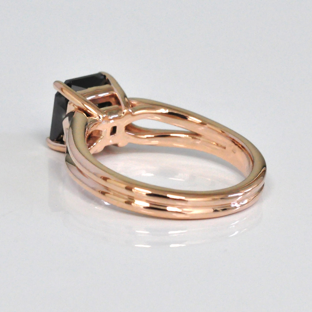 3 Carat Back Diamond Rose Gold Ring