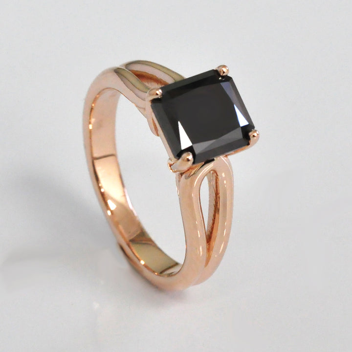 3 Carat Back Diamond Rose Gold Ring
