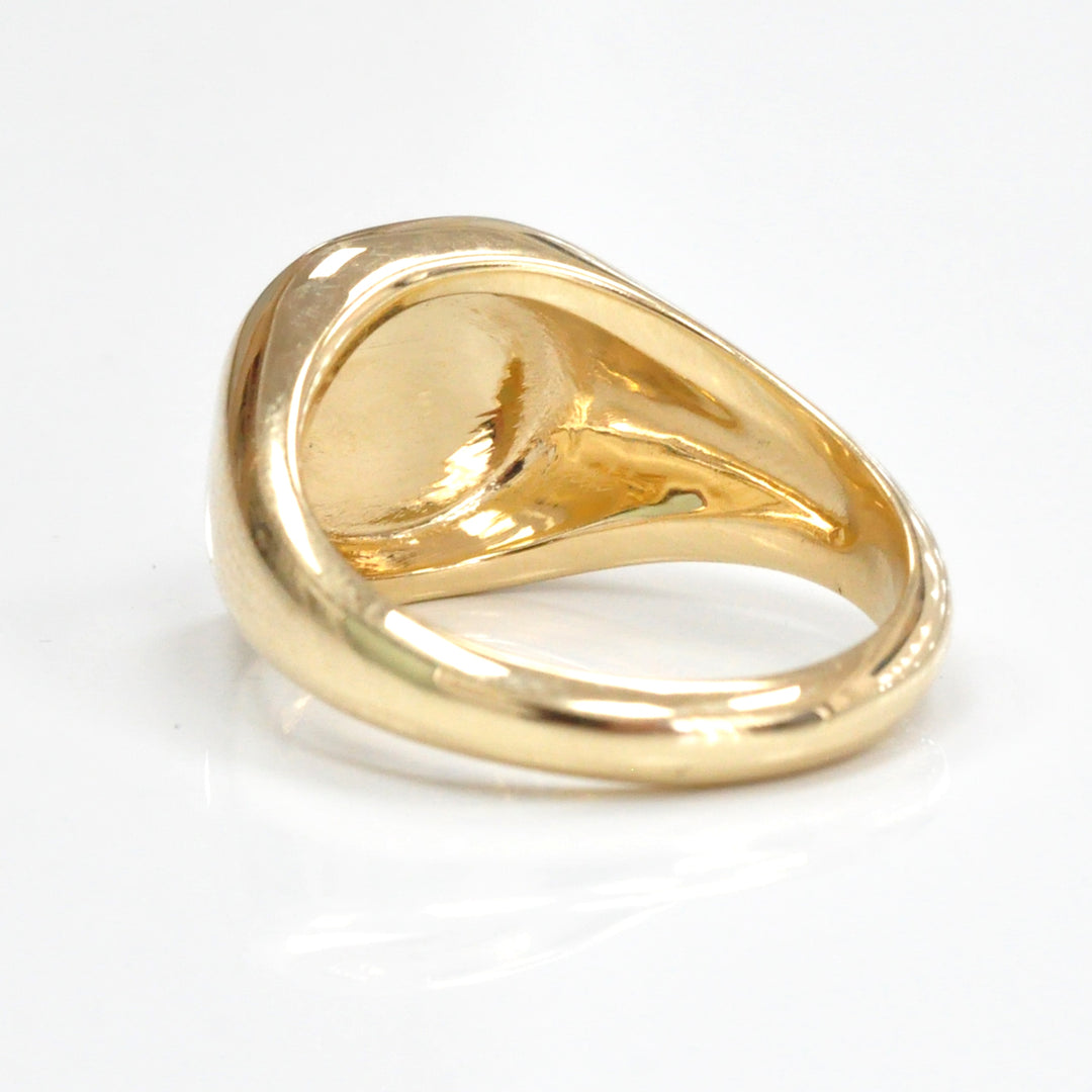 yellow gold diamonds pave signet ring.