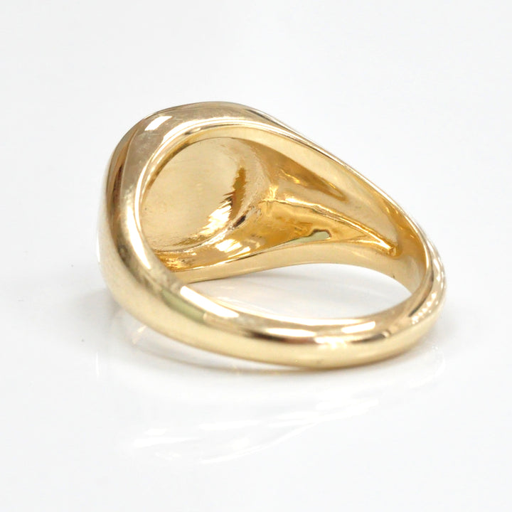 yellow gold diamonds pave signet ring.
