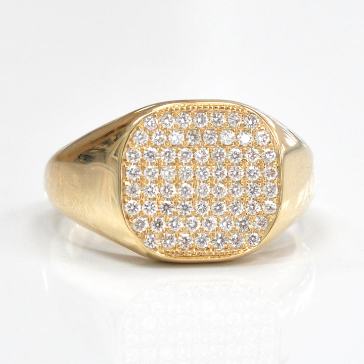 yellow gold diamonds pave signet ring.