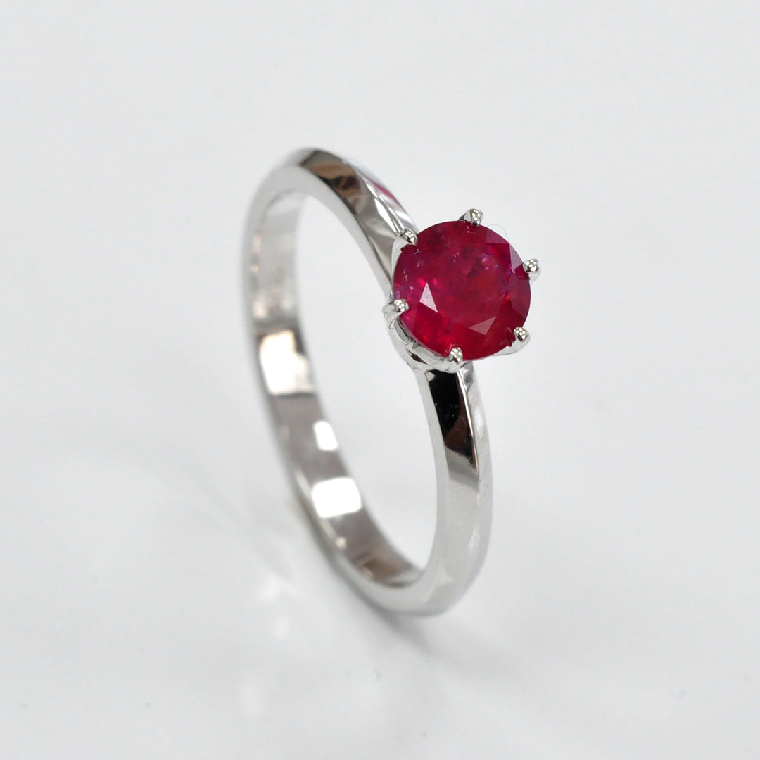 round cut unheated Ruby white gold solitaire Ring