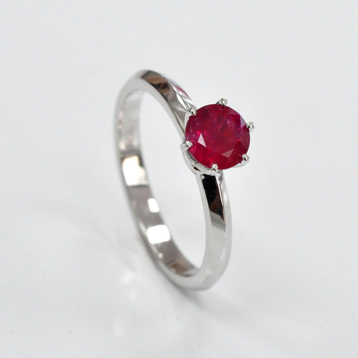 round cut unheated Ruby white gold solitaire Ring