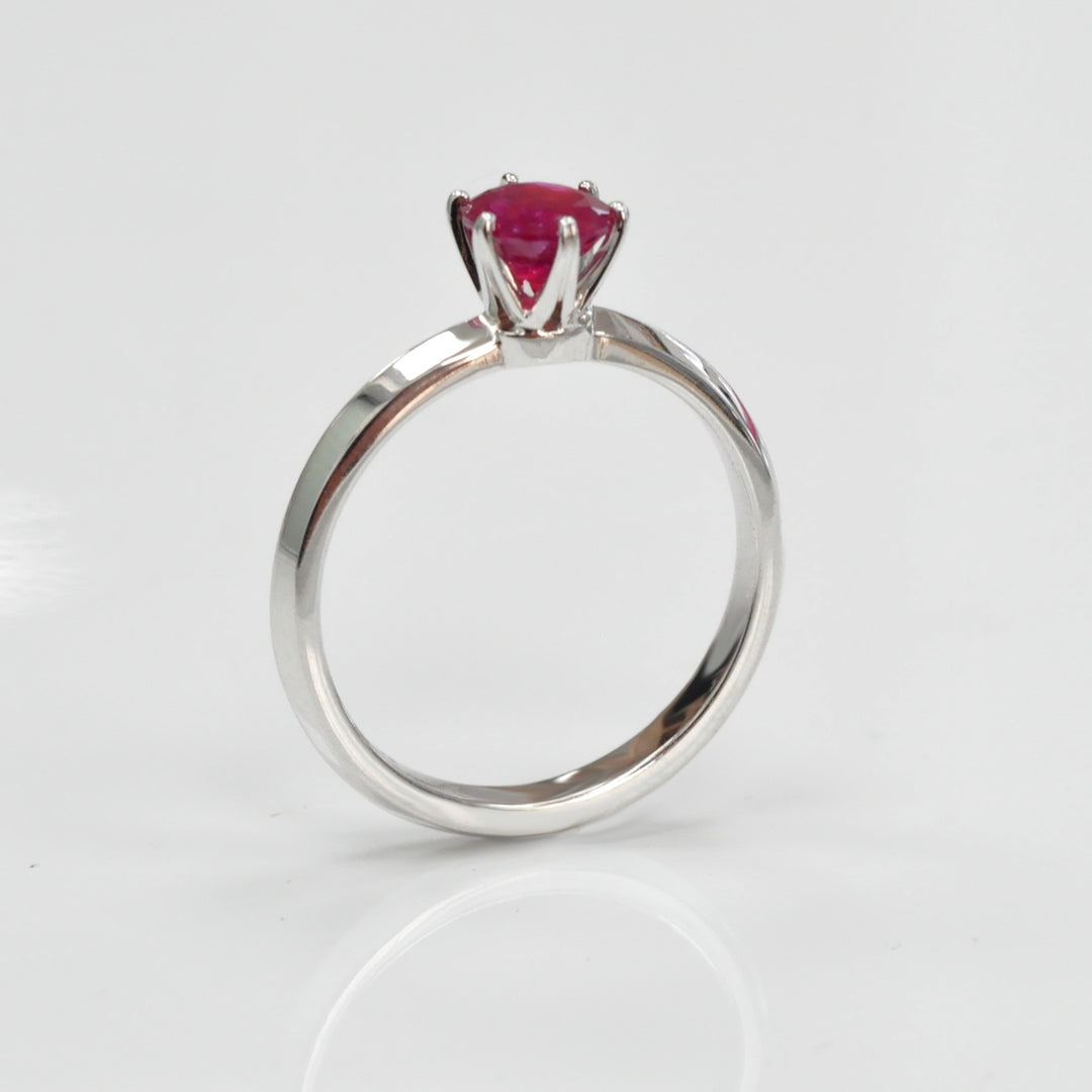 round cut unheated Ruby white gold solitaire Ring