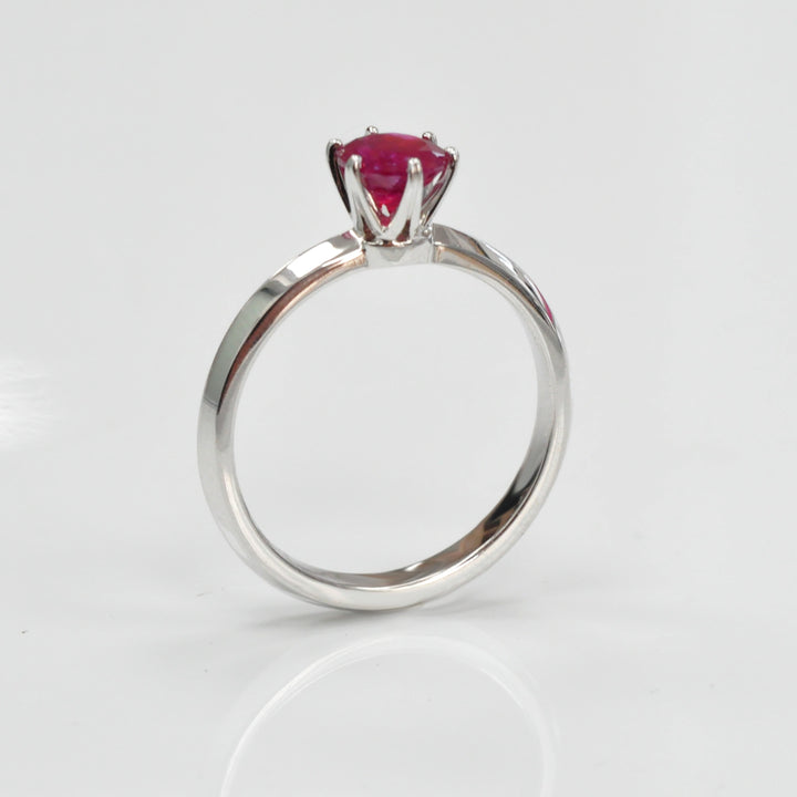 round cut unheated Ruby white gold solitaire Ring