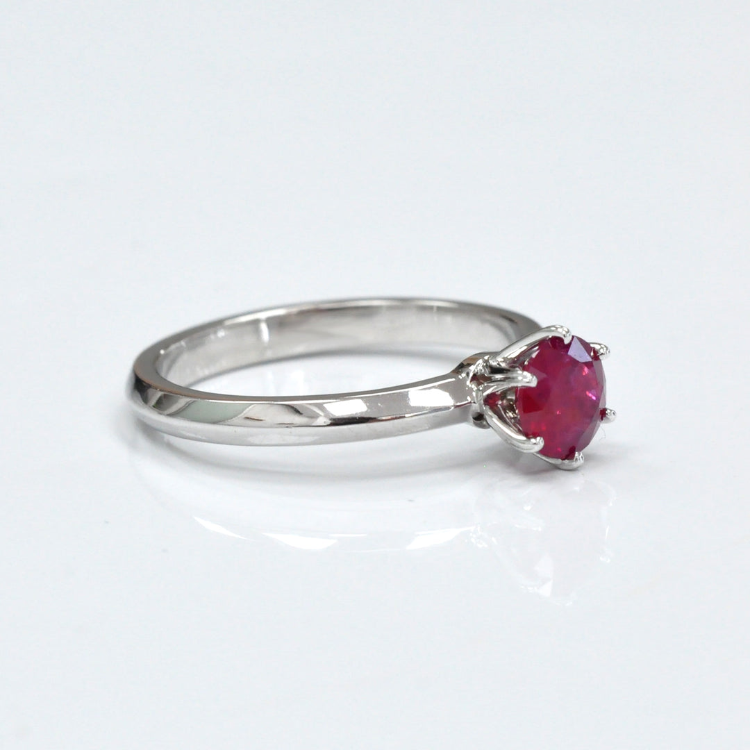round cut unheated Ruby white gold solitaire Ring