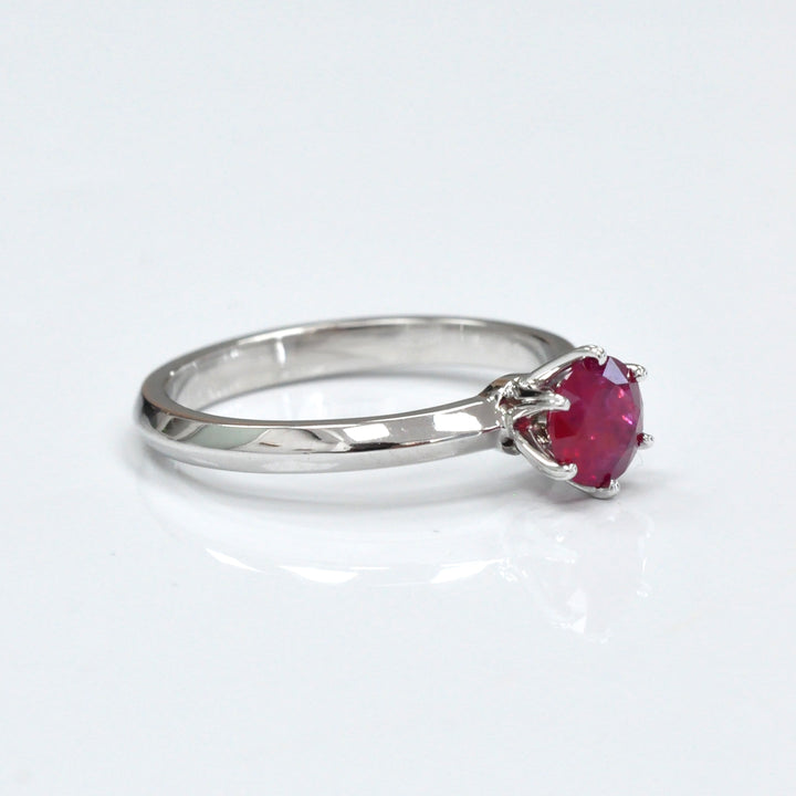 round cut unheated Ruby white gold solitaire Ring