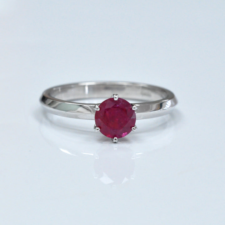 round cut unheated Ruby white gold solitaire Ring
