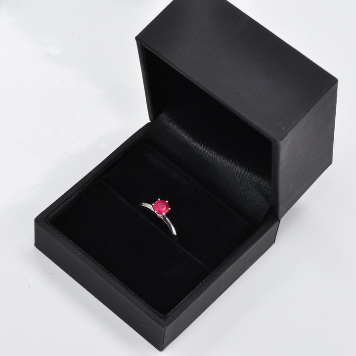 round cut unheated Ruby white gold solitaire Ring