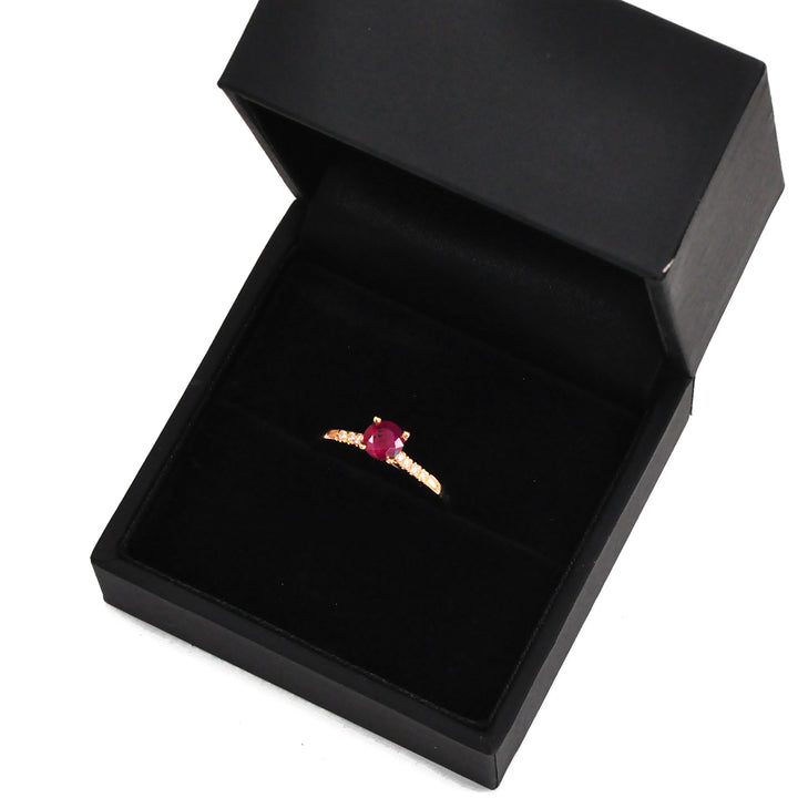 Round Ruby &amp; Side Diamonds  rose gold Ring