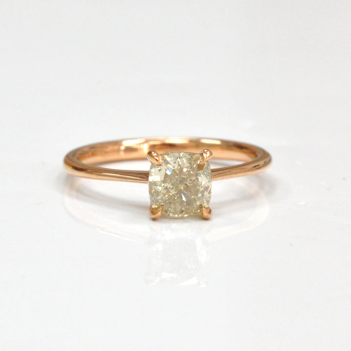 1 carat brownish yellow diamond rose gold solitaire