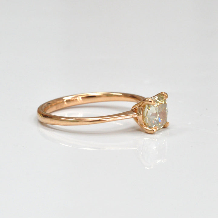 1 carat brownish yellow diamond rose gold solitaire