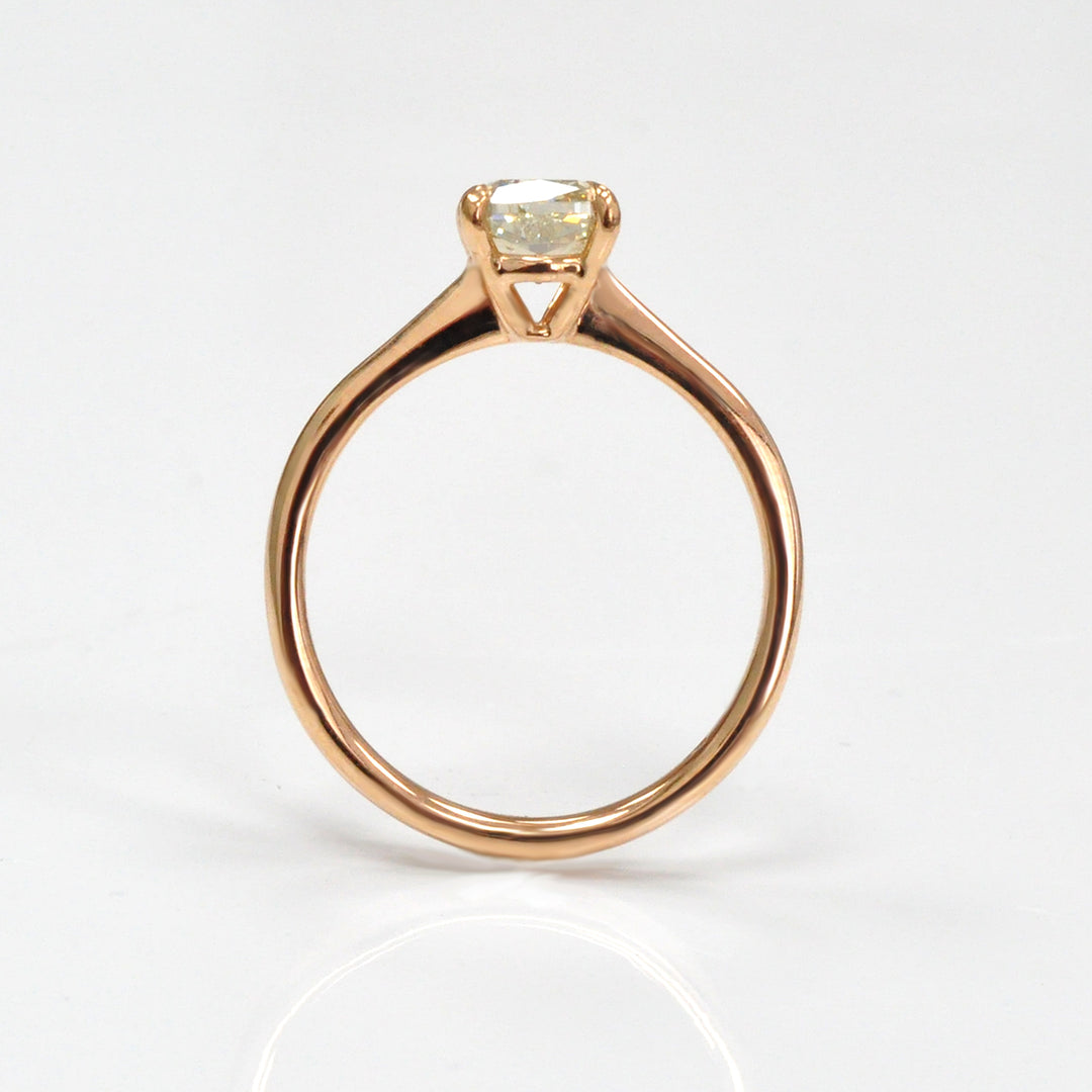 1 carat brownish yellow diamond rose gold solitaire