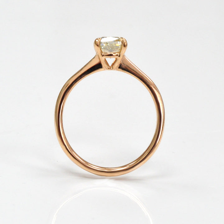 1 carat brownish yellow diamond rose gold solitaire