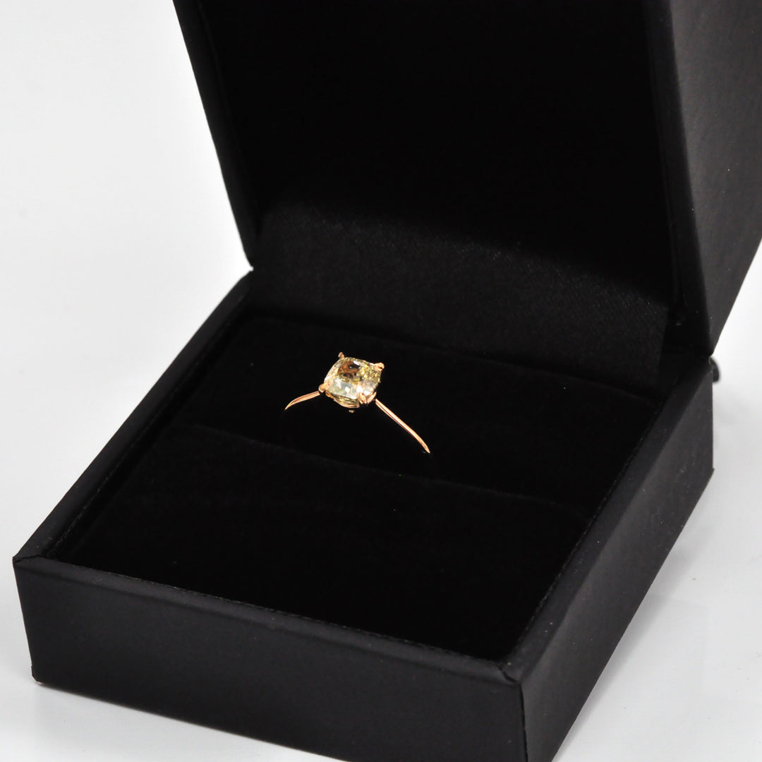 1 carat brownish yellow diamond rose gold solitaire