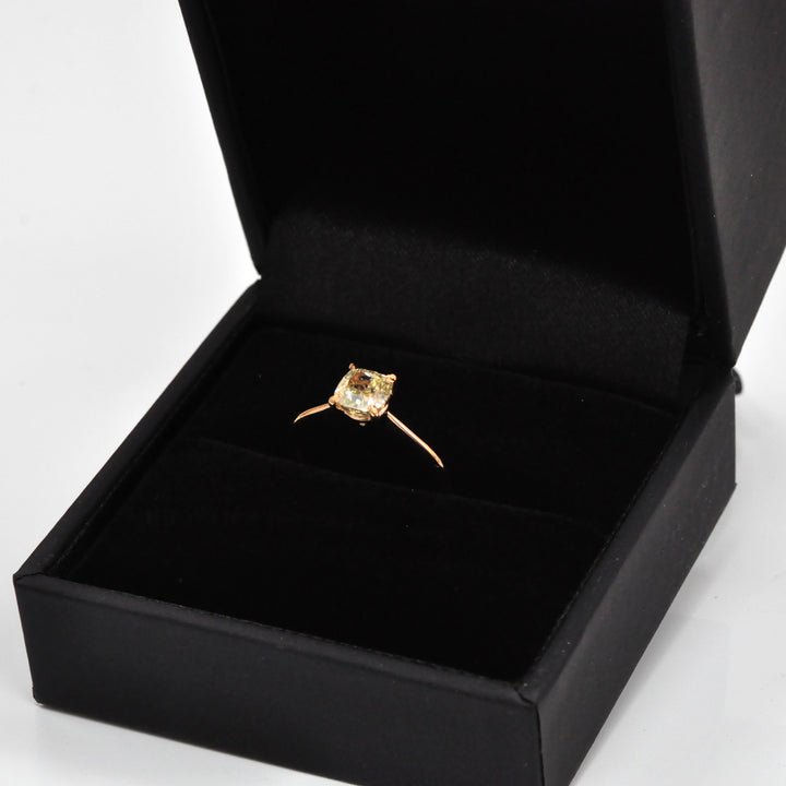 1 carat brownish yellow diamond rose gold solitaire