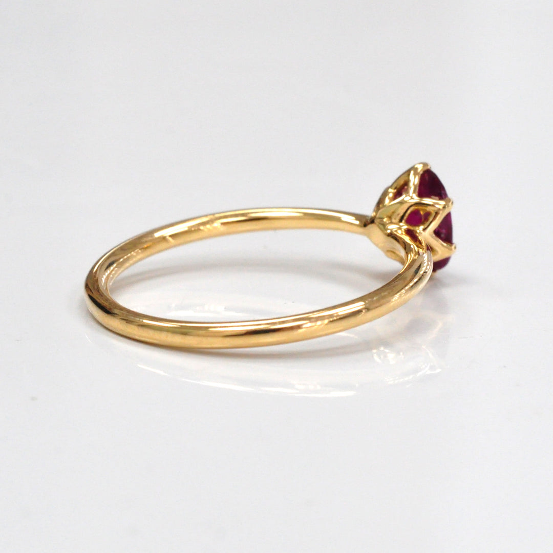 Oval cut red unheated ruby 18k gold Solitaire