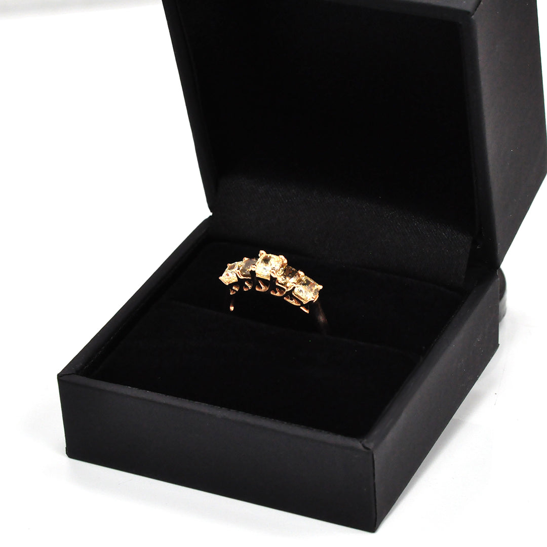 brown &amp; yellow diamonds five stones ring