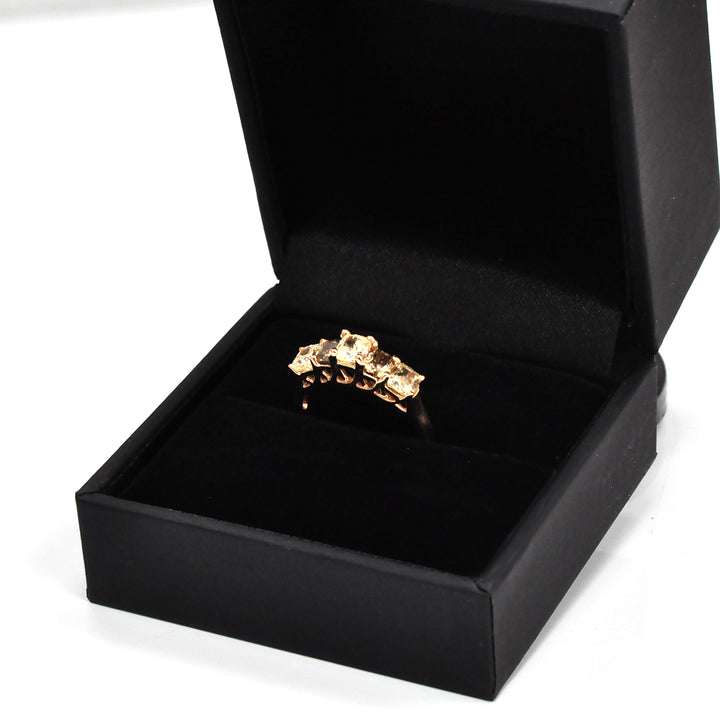 brown &amp; yellow diamonds five stones ring
