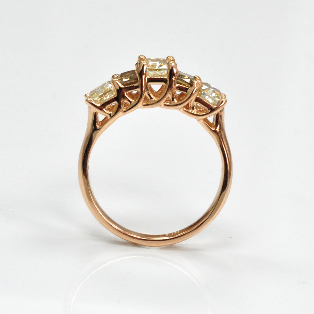 brown &amp; yellow diamonds five stones ring