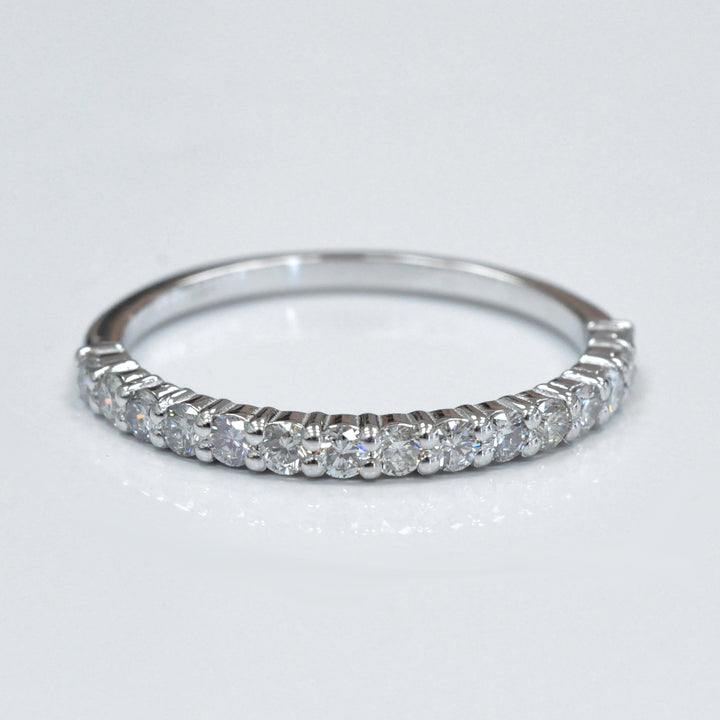 white diamonds white gold half eternity ring