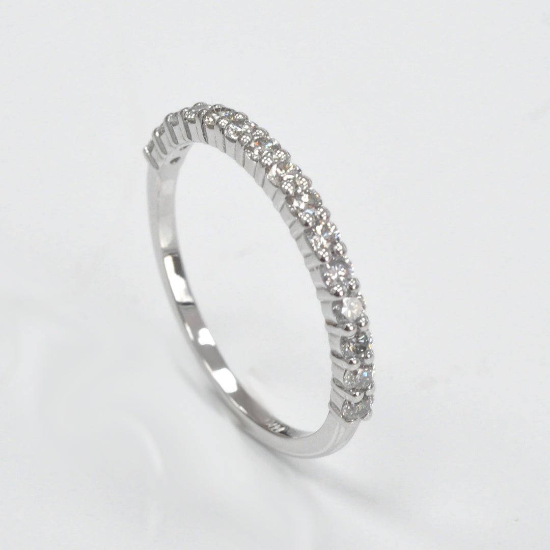 white diamonds white gold half eternity ring