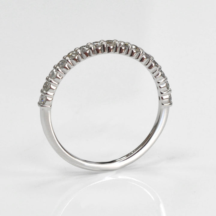 white diamonds white gold half eternity ring