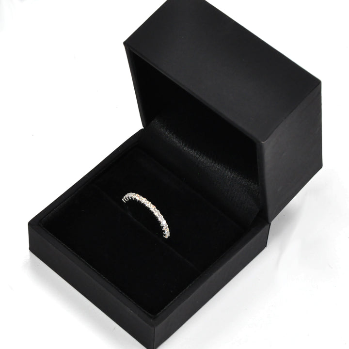 white diamonds white gold half eternity ring